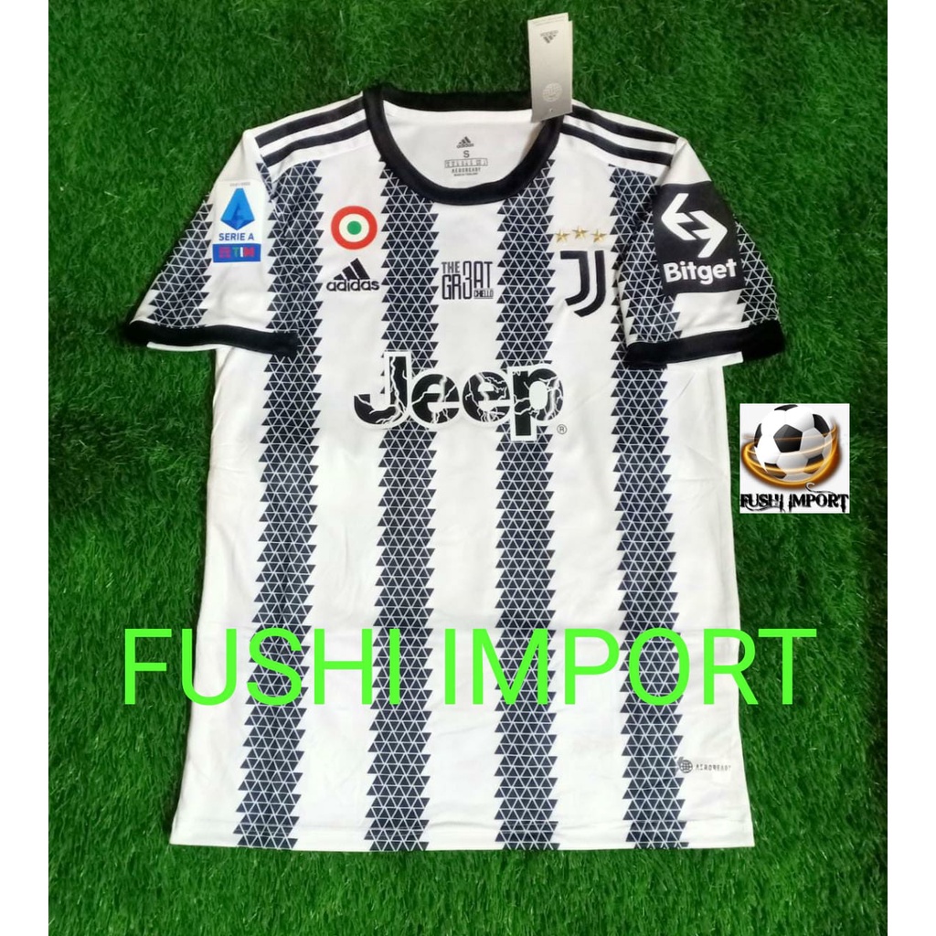 Jersey Baju Bola Juventus Home Full Patch ( Serie-A + Copa + MDT + BitGet ) 2022 2023 Grade Ori