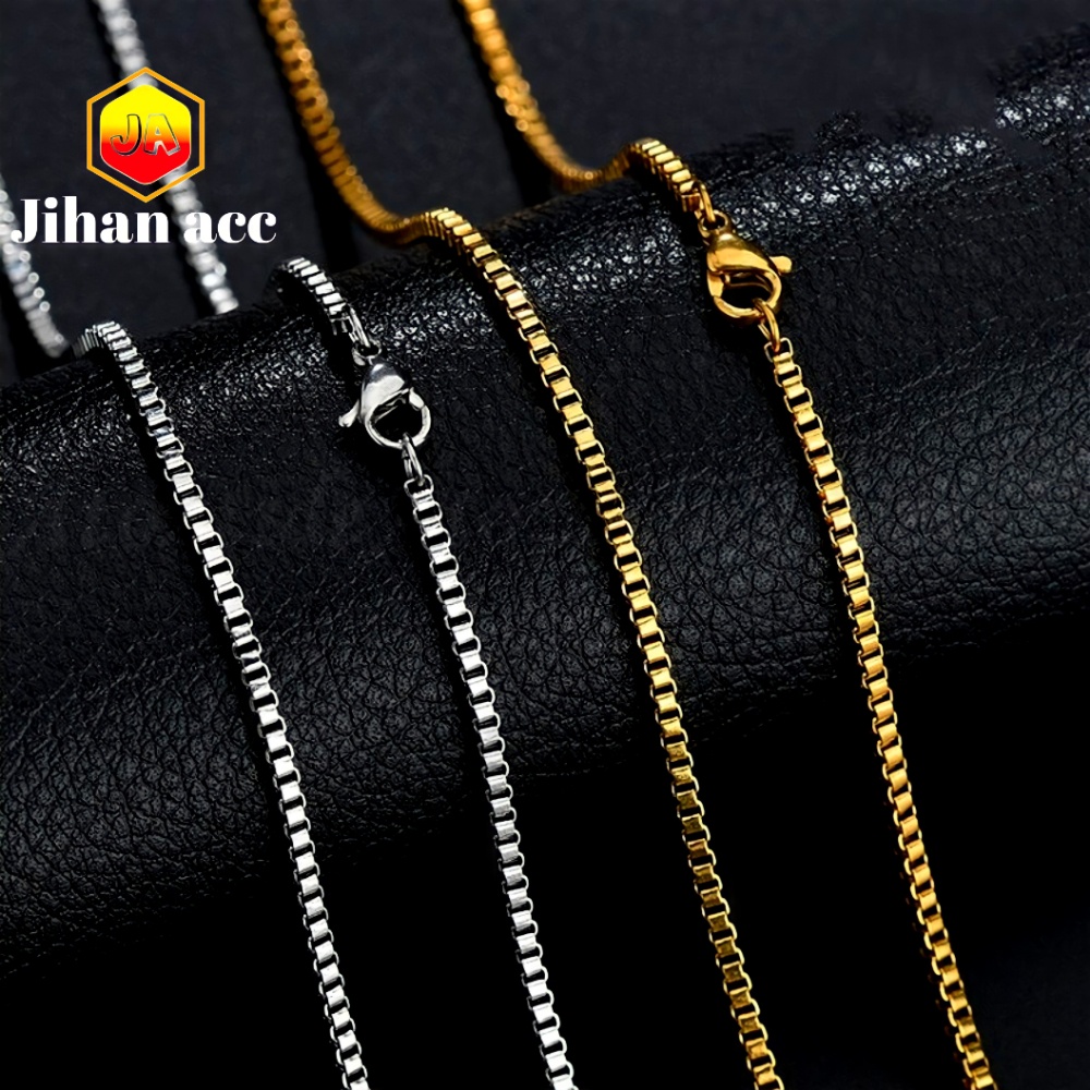 TERMURAH Kalung Titanium Pria Cowok Silver Keren Putih Perak Laki