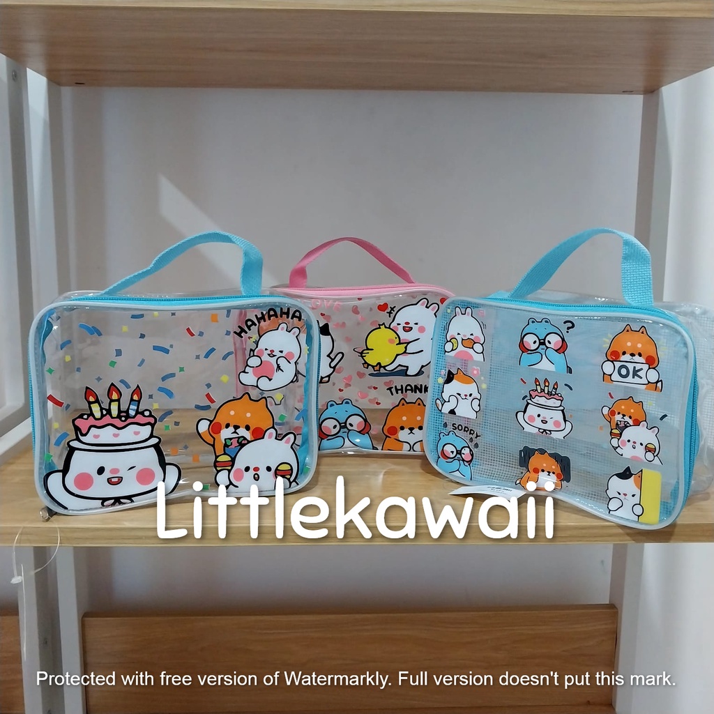 LK/Tas Pouch Mika Karakter Animal Make Up Kosmetik Serbaguna Persegi Wanita Remaja