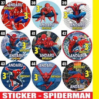 60 STIKER SPIDERMAN LABEL BAG / KUE / SOUVENIR ULTAH    ULANG