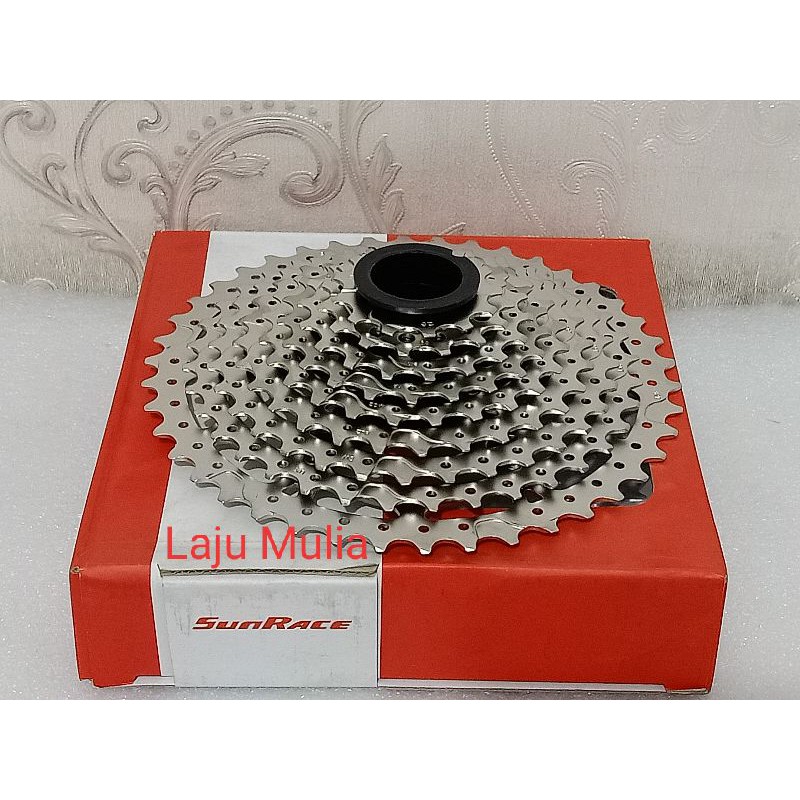 FWL SPROCKET SUNRACE 10 SPEED 11-42T METALIC SILVER ASLI MADE IN TAIWAN