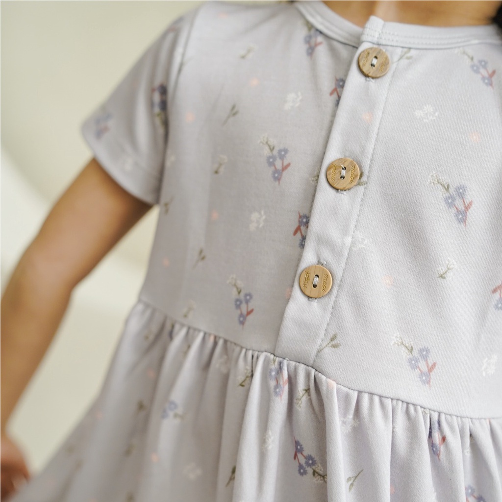 Mooi Printed Button Dress - Dress Anak Perempuan Lengan Pendek Motif 1-2 tahun