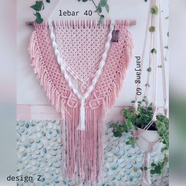 Macrame tali rajut hiasan dinding gantung frame