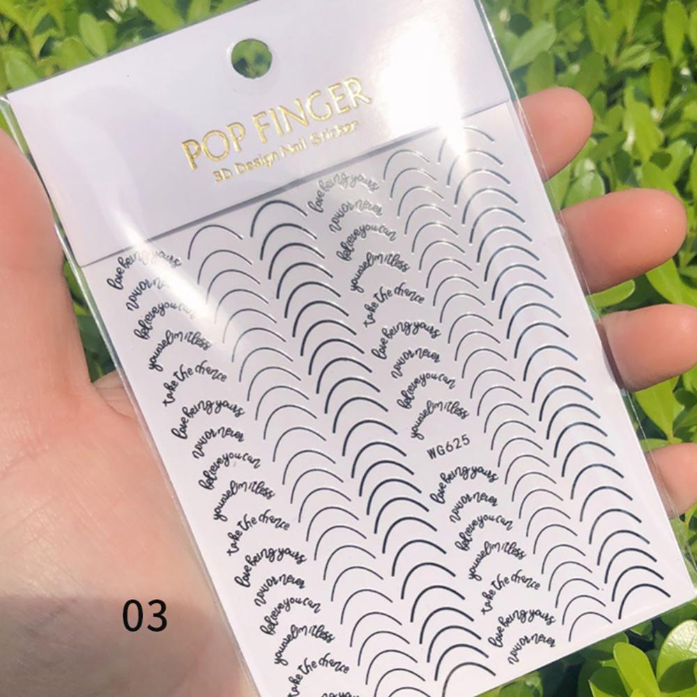 Timekey Stiker Kuku 3D Motif Garis Abstrak Warna Emas Untuk Dekorasi Nail Artmanicure A9K9