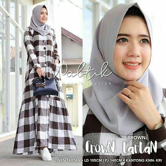 Crown Tartan, DRESS MUSLIM, baju wanita, baju gamis, dress, gamis, Baju gamis, fashion wanita