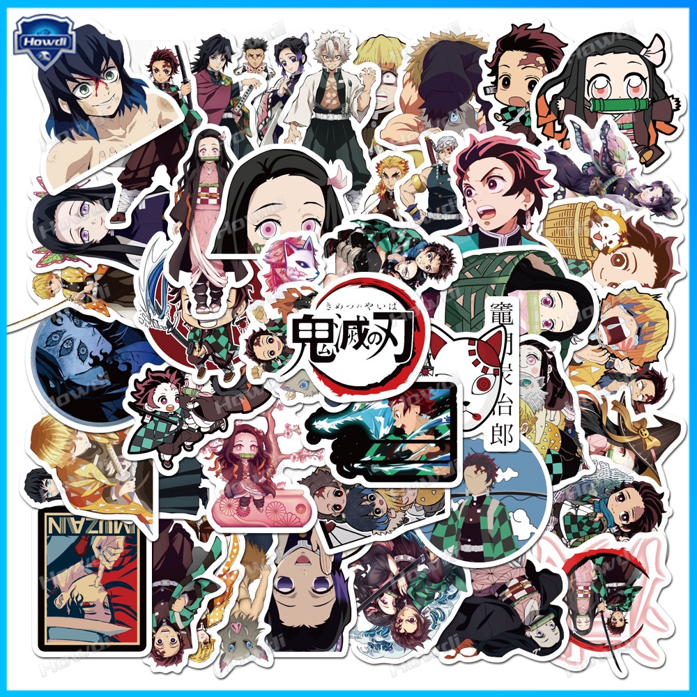 Stiker Motif Anime Demon Slayer Tanjirou Nezuko Tahan Air Untuk Helm Motor