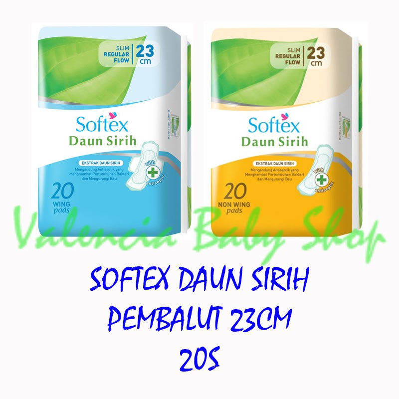 Softex Daun Sirih Pembalut Wing/Non Wing 23 cm 20s