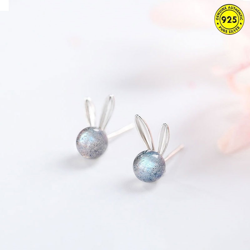 Anting Stud Moonstone Bentuk Kelinci Untuk Wanita