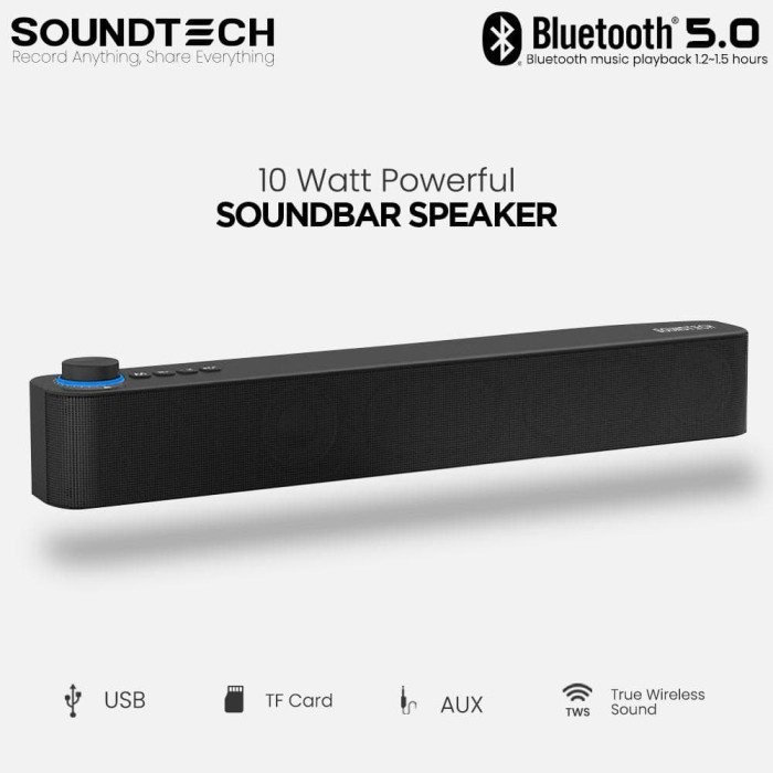 Soundtech Bluetooth Wireless Soundbar Speaker Aux Mini Audio