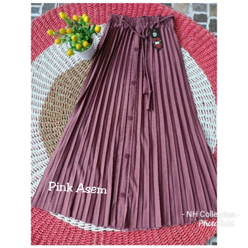 PROMO New Rok Plisket variasi Kancing Bahan Koshibo Premium TEBAL / Korea Crepe Premium /Moumble Crepe Premium Tebal