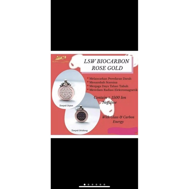 kalung kesehatan LSW ROSE GOLD/bio pendant carbon rose gold