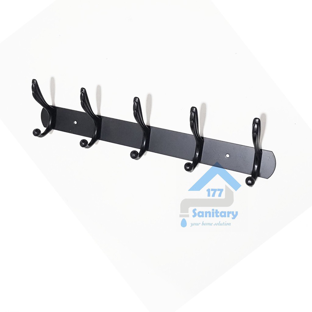 Gantungan Baju Stainless 5 Kait HITAM gede K75-kapstok Hook 5kait hooks hanger Black jumbo /A65