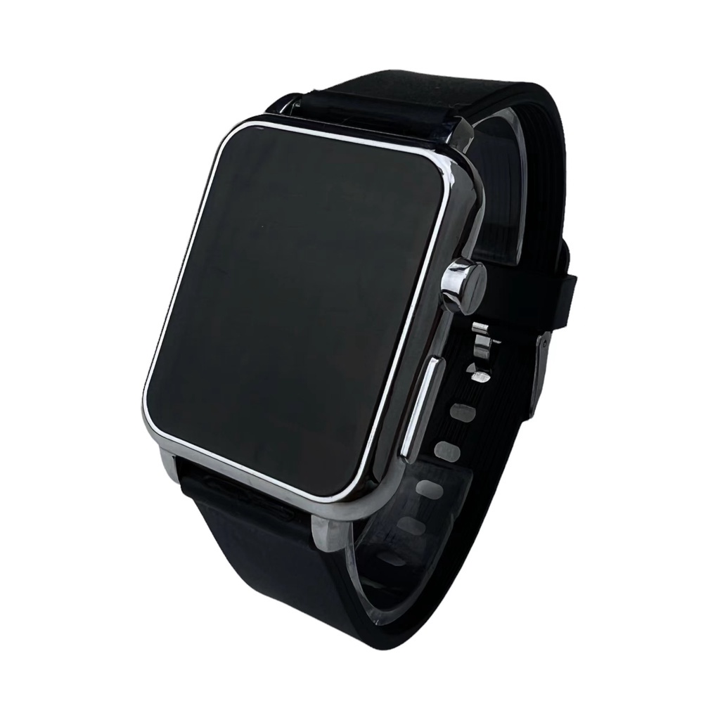 [SC] COD✅ Jam Tangan Digital Wanita Pria Watch LED Rubber Elektronik Touch Screen Harga Murah S1201-Case silver
