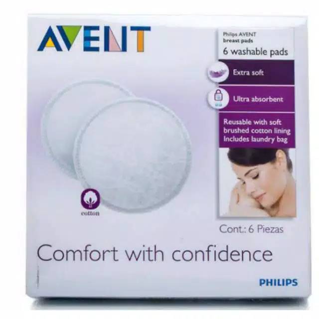 AVENT Breastpad Washable isi 6pcs (3 Pasang) Breastpad washable/breastpad bahan katun isi 6pcs breast pad Avent breastpads bisa dicuci, cuci ulang pakai ulang