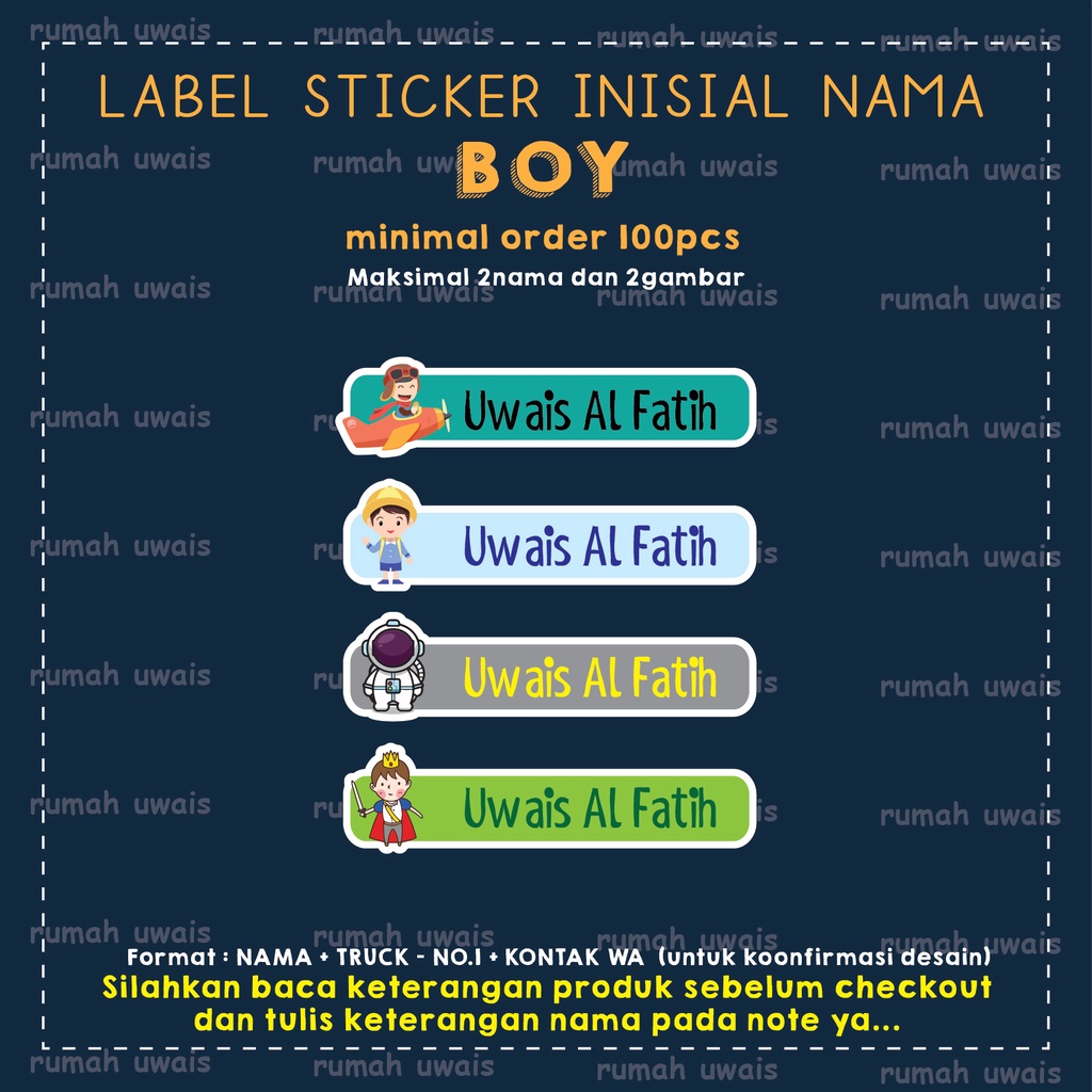 

LABEL STICKER DAN LABEL BAJU IRON MURAH CUSTOM NAMA ANAK LAKI-LAKI BOY rumah uwais