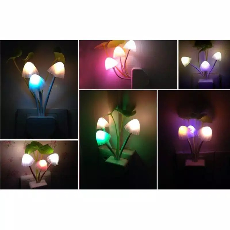 Lampu Tidur Sensor Cahaya LED Jamur Bunga Avatar Night Lamp Mini LMP01