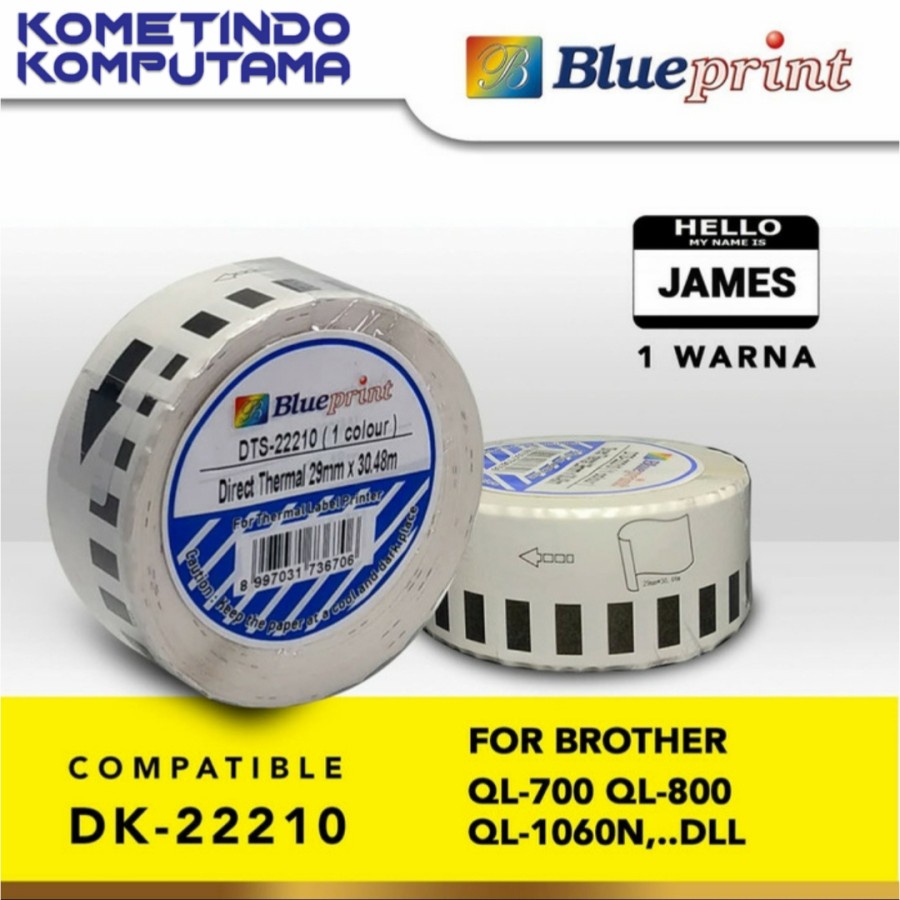 Label Barcode 22210 BLUEPRINT 29x30,48m Continuous Stiker Roll Brother