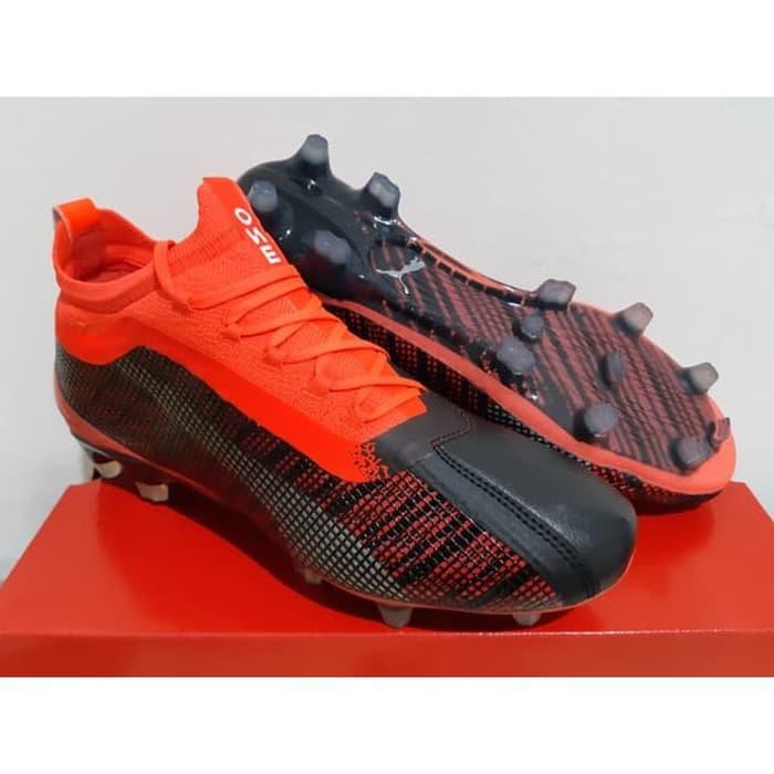 Sepatu Bola - Soccer Puma One 5.1 Leather Black Energy Red - FG