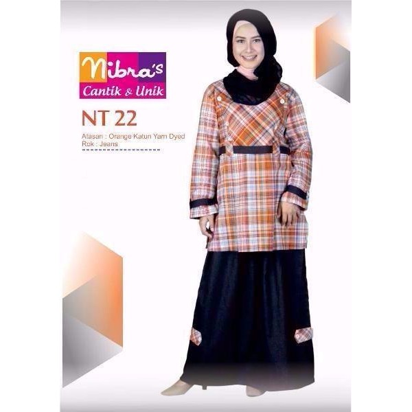 PROMO TERMURAH Model Gamis Terbaru Nibras NT 22 Oranye Gamis Remaja Setelan