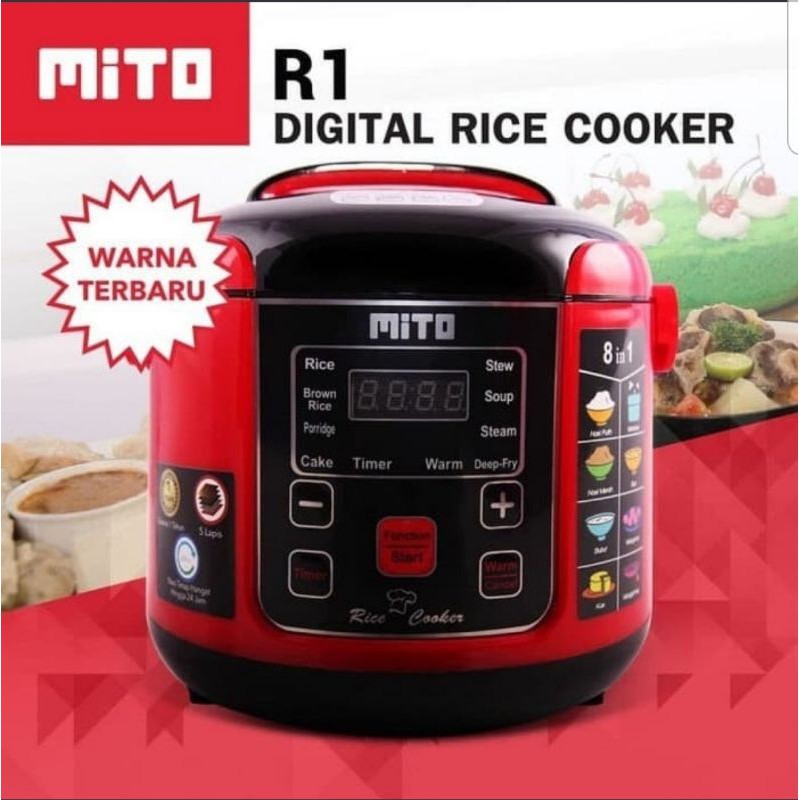 Digital Rice Cooker Mini Mito R 1 / R1 Magic Com 1 Liter 8 in 1 Resmi