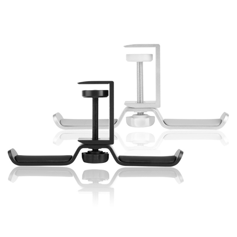 btsg Headphone Holder Headset Bracket Hanger Metal Wall Clamp Hook Rotatable Double Earphone Stand Desktop Mount Aluminium Alloy