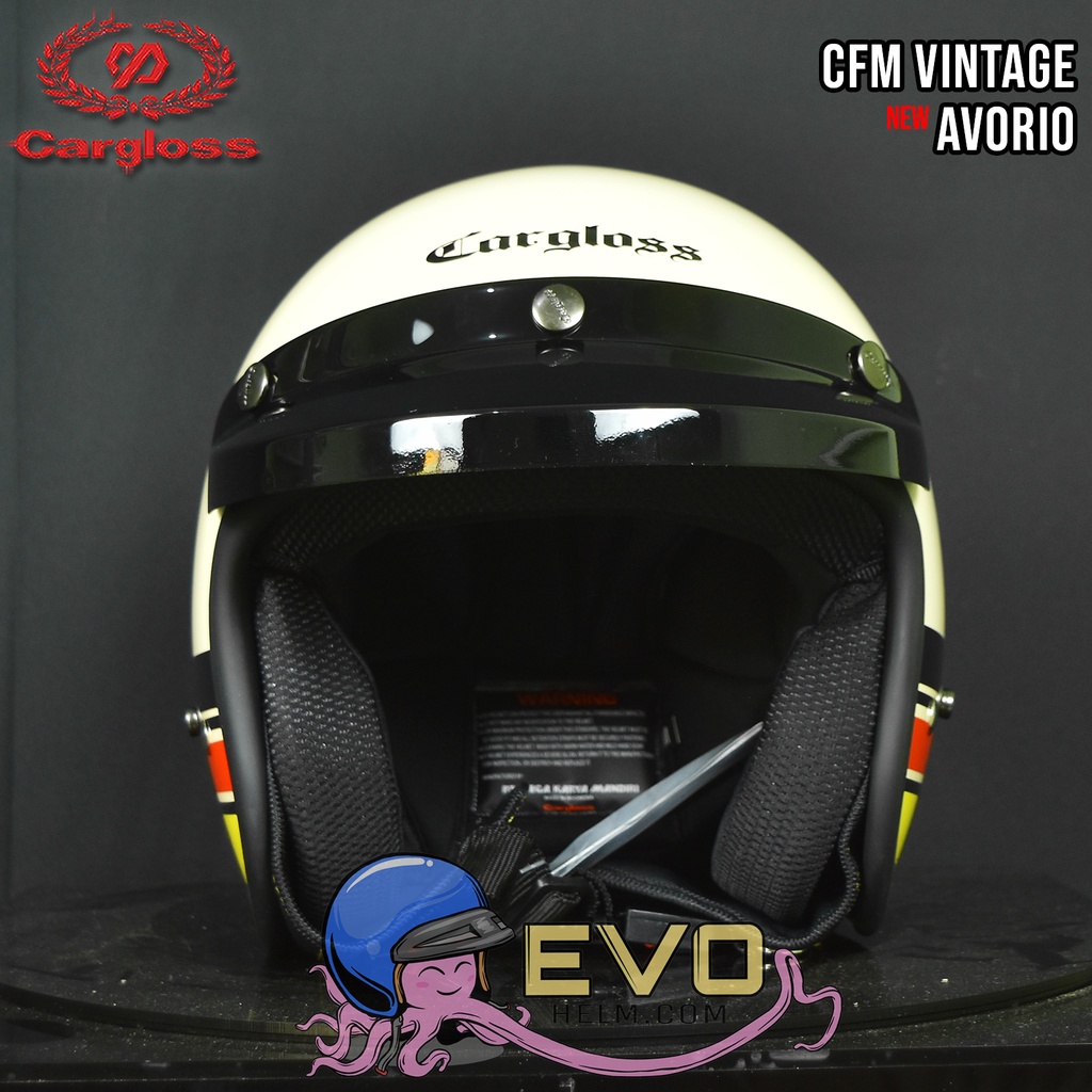 HELM CARGLOSS CFM VINTAGE ORIGINAL 100% CFM AVORIO - PAKET KACA CEK DI VARIAN