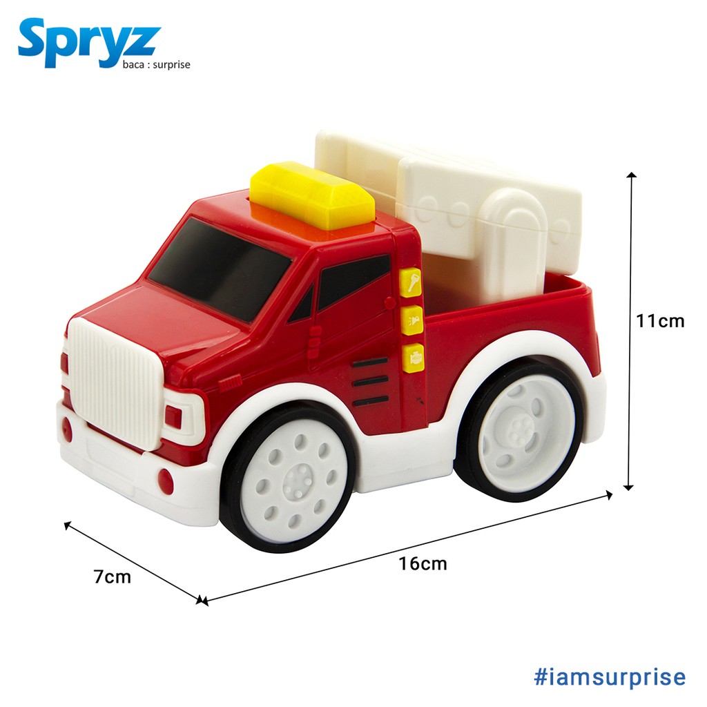 Spryz Press &amp; Go Skala 1:24 Mainan Mobil Pemadam Kebakaran dengan Lampu &amp; Suara