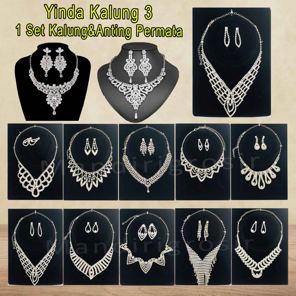 1 Set Kalung&amp;Anting Permata * Yinda Kalung 3 * Kalung Fashion * Aksesoris