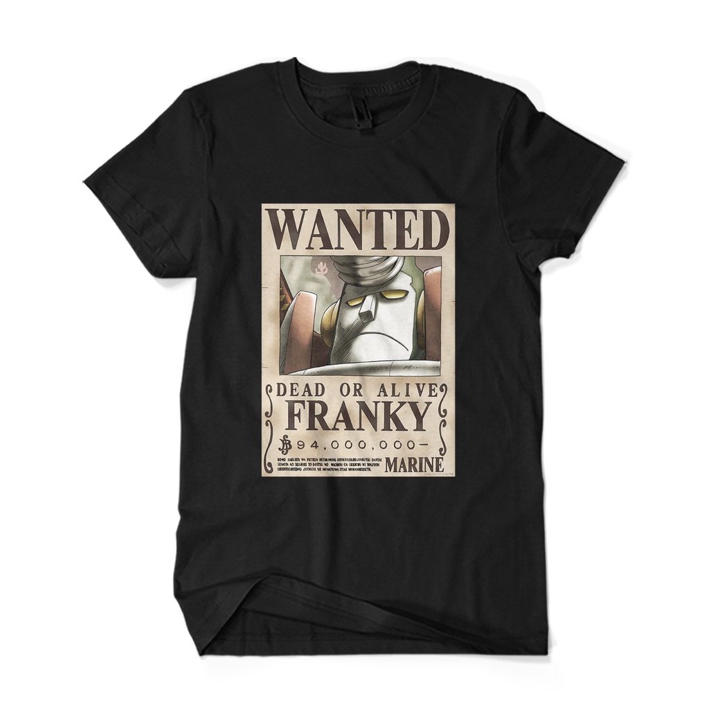 BAYAR DI TEMPAT Promo Baju Kaos ONE PIECE POSTER WANTED LUFFY FRANKY Wanted Anime Tshirt Distro Orig