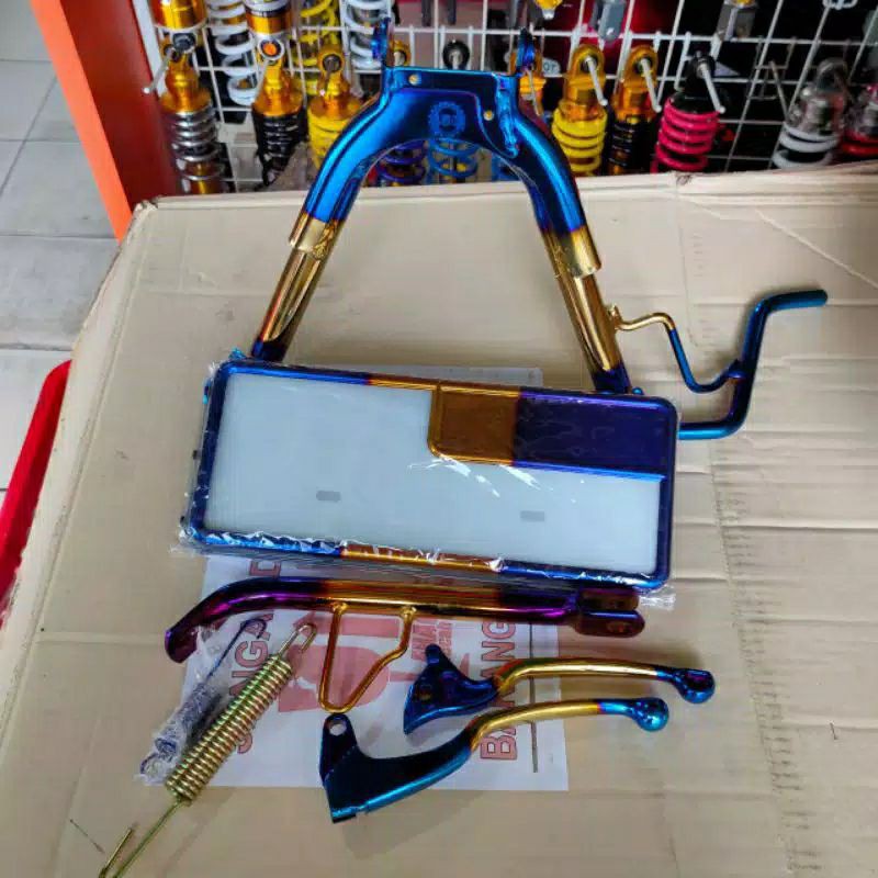 Jual Paket Setandar Tengah Stndr Samping Bingkai Pelat Two Tone Plus Handle Rem Mio Sporty Mio