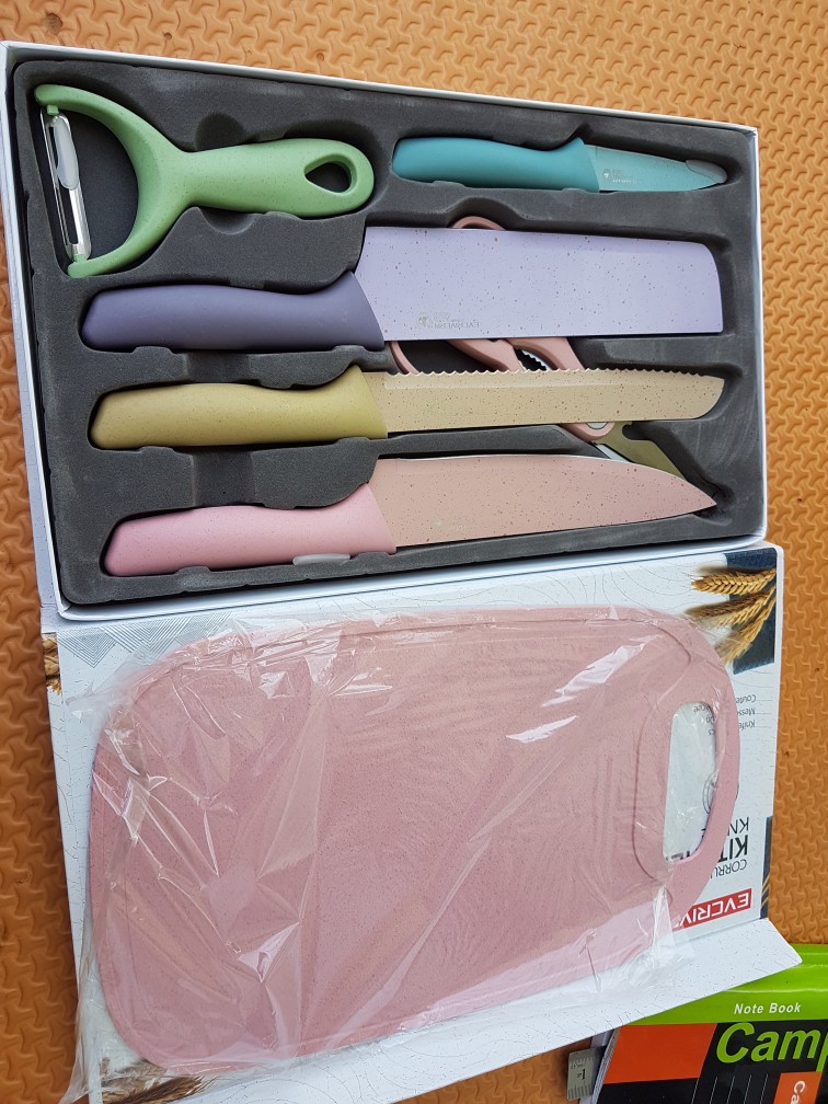 Pisau Dapur Pisau Set Evcrierh Jerami 7in1 Stainless Dilapis Anti Lengket 1 Set Isi 7 Termurah