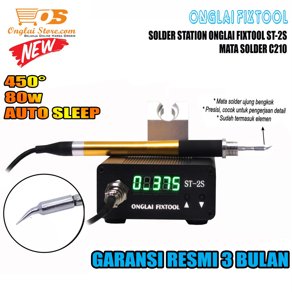Solder Station Mini Onglai Fixtool ST-2S 80W Mata Soldering C210 ORI GAGANG KUNING