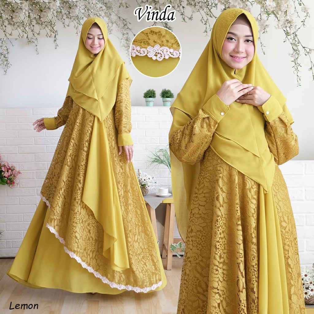 BAJU GAMIS SYARI VINDA WANITA BAJU MUSLIMAH SYARI PESTA LD 120 / SYARI PESTA  JUMBO PREMIUM TERBARU
