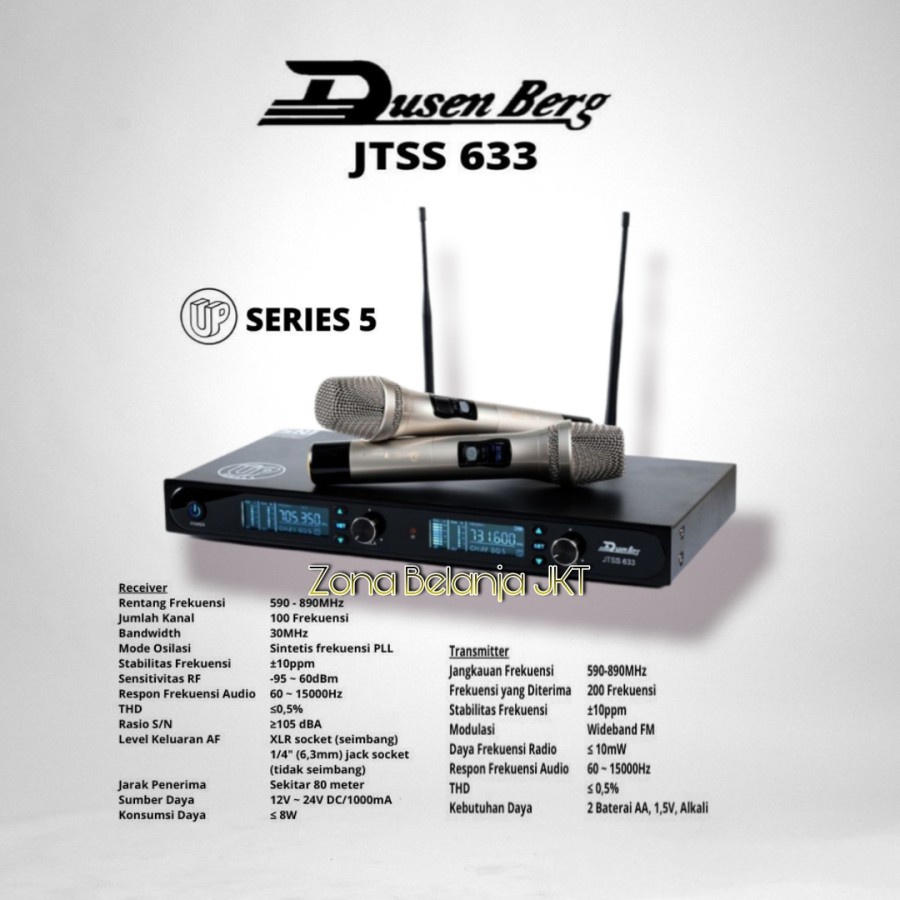 Microphone - Mic Wireless Dusenberg JTSS 633 UP 5 Series UHF 2 Mic Handle Pegang Original