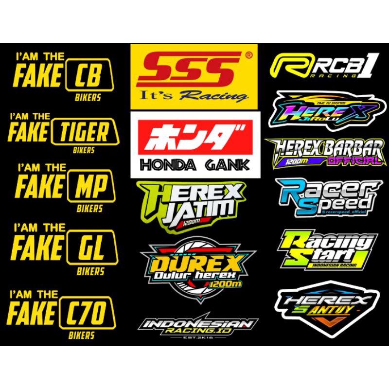 sticker pack racing herex sss jatim honda gank cb tiger gl dll stiker helm dan motor