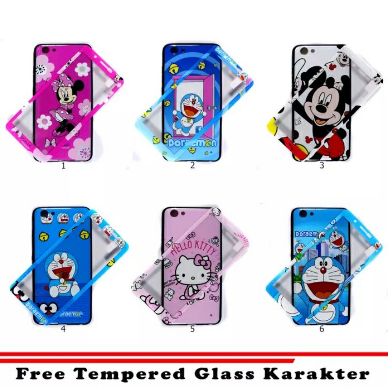 Case Oppo A52 / A72 / A92 Softcase Karakter + Anti Gores Cantik