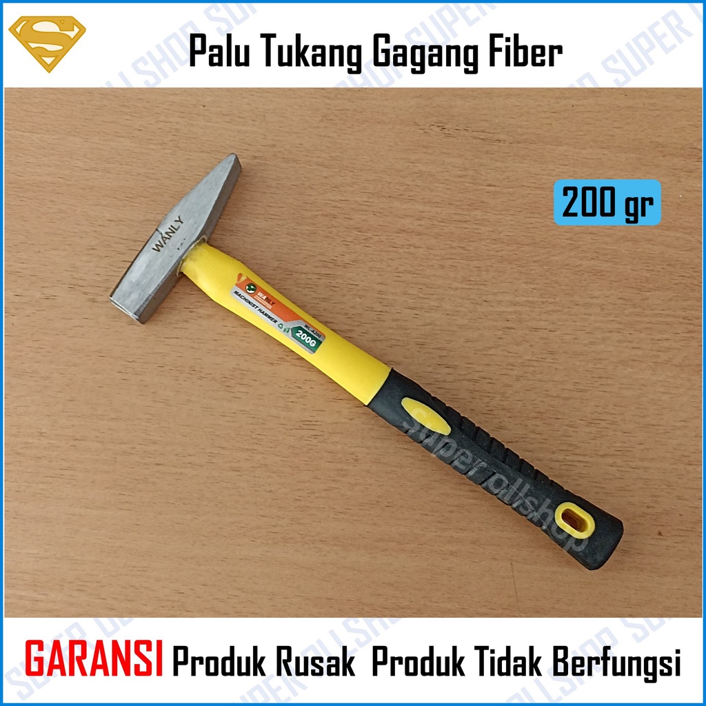 Palu Tukang Lancip Kaca Martil Gagang Fiber Lapis Karet 200 gr