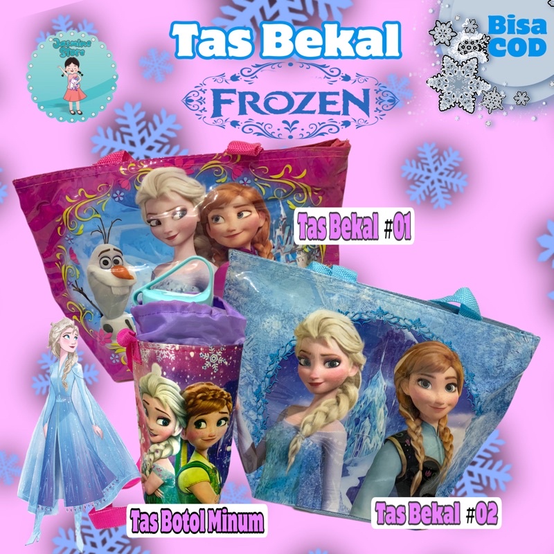 Tas Botol Minum Frozen/Tas Botol Termos Frozen/Tas Bekal Makan Frozen/Tas Slempang Serut Botol Minum Frozen/Lunch Bag Frozen