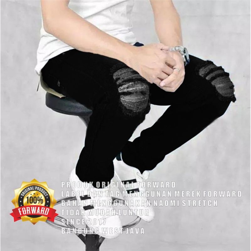 Celana jeans pria sobek ripped destroy forward
