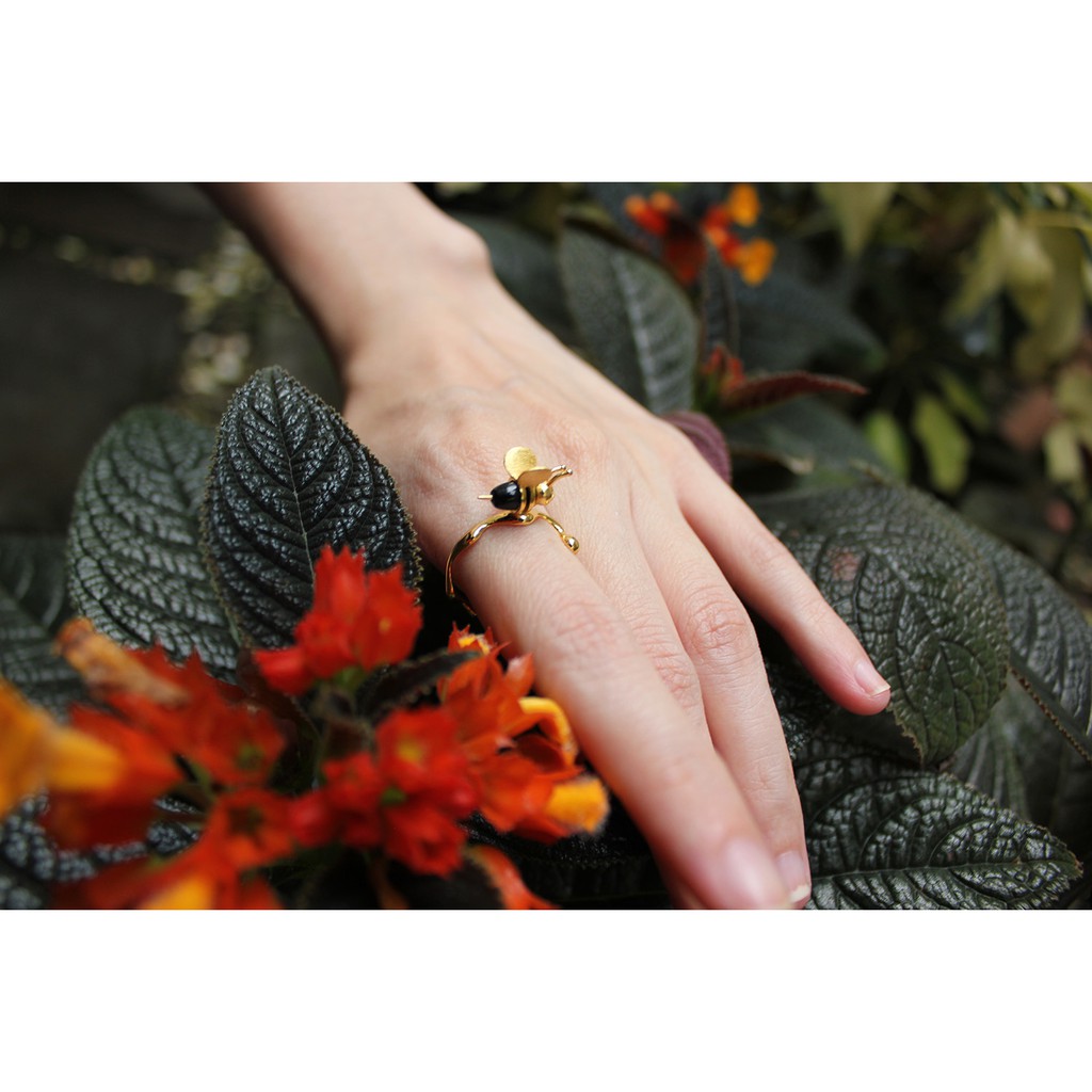 SERI SERI Dripping Honey Bee Perak 925 Asli Cincin Sterling Silver