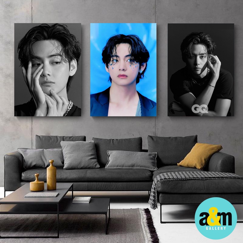 Poster Kayu V BTS Kim Taehyung Hiasan Dinding Kamar K-POP I Pajangan Dinding Kamar K-POP Wall Decor Kamar - A&amp;M