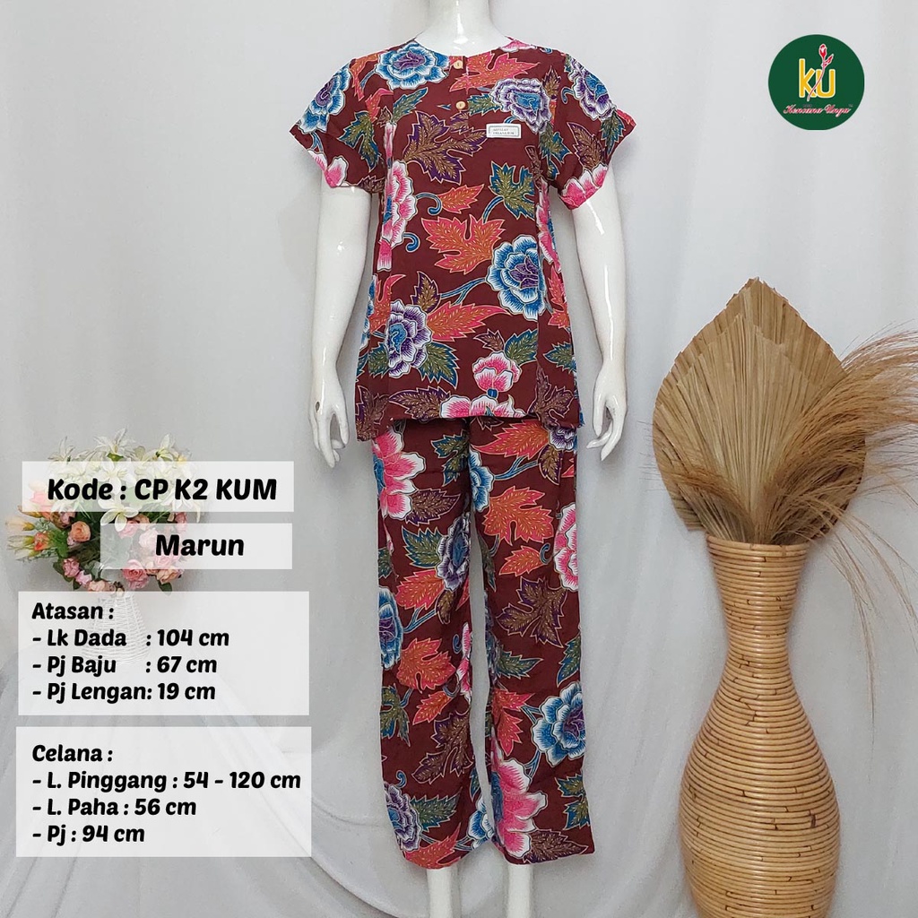 COD SETELAN BATIK KENCANA UNGU ASLI | Baju Santai Tidur Wanita Setelan Celana Panjang Piyama Motif-5