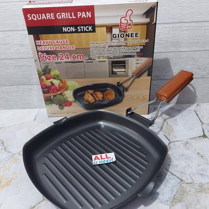 Square Grill Pan 24 Cm Wajan Teflon BBQ Bakaran Sate Roti Bakar