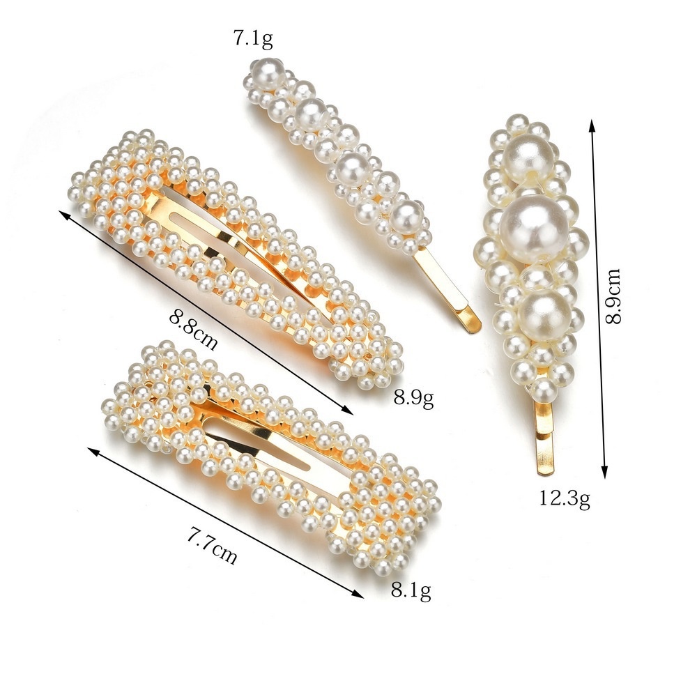Jepit Rambut Bentuk Geometris Aksen Mutiara Untuk Wanita