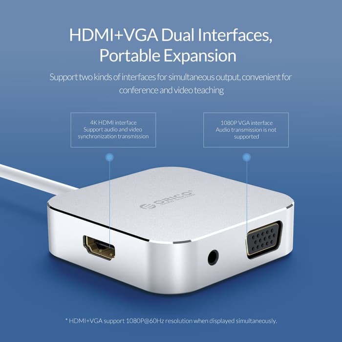 ORICO XD-312 Type-C to HDMI+USB3.0+VGA+Audio Docking Station