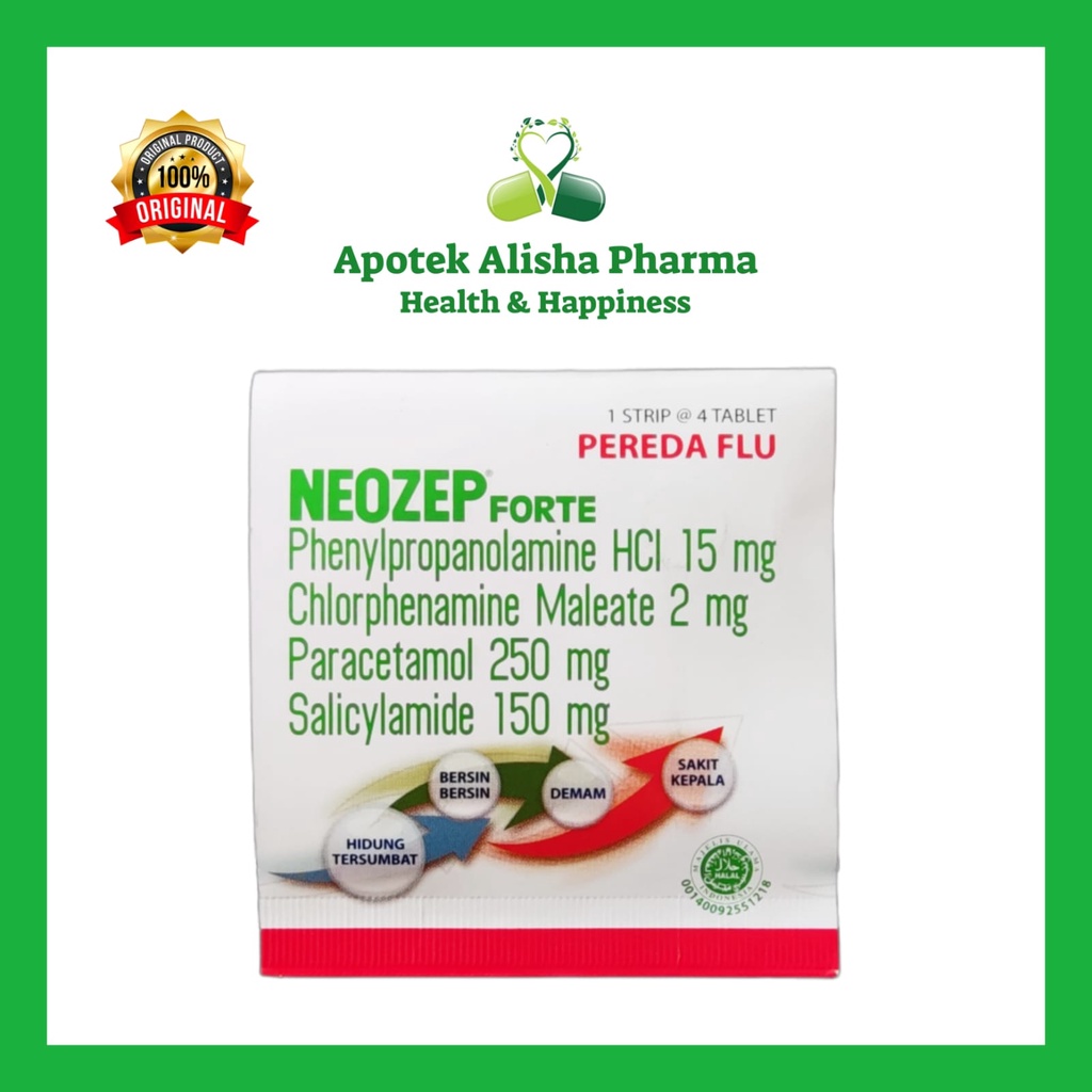 Neozep Forte Tablet(Strip 4tablet)-Neosep Forte Tablet Flu/Pilek/Alergi/Panas/Demam Dewasa