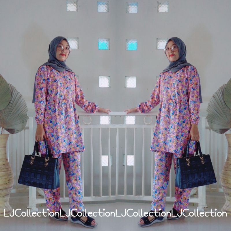 One Set Flower Jumbo | Setelan Celana Jumbo | Set Celana Jumbo | Setcel Jumbo
