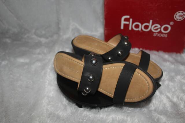 HEELS WEDGES BRANDED FLADEO ORIGINAL BLACK FLORAL SIZE 39