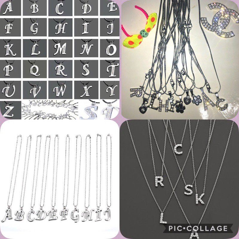 Kalung Liontin Huruf Wanita Pria A sampai Z Silver Cewek Laki Anti Karat Tidak Luntur