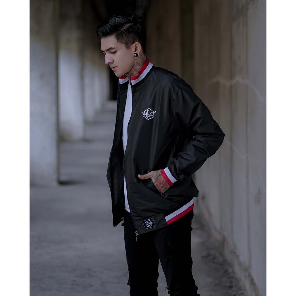 Jaket BaseBall Harrington  - Original Indigo / Cagoule  -  Jaket Distro Bandung - HITAM